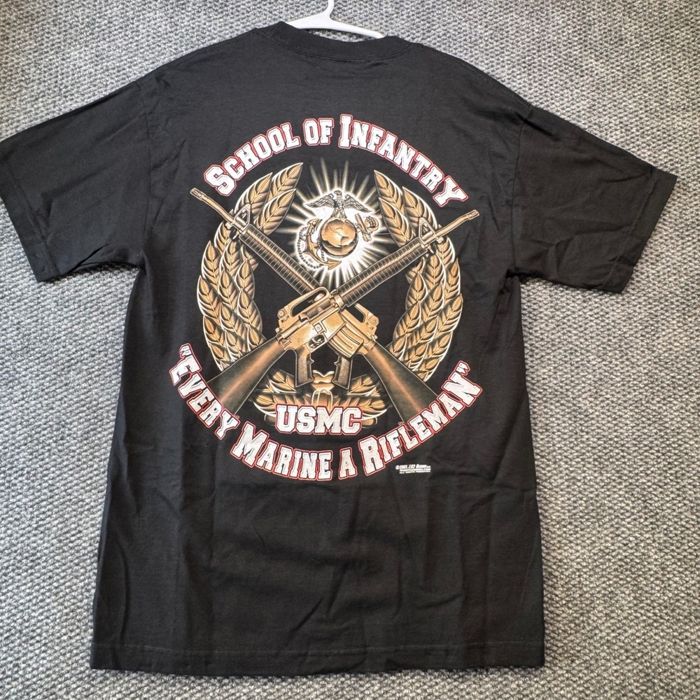 7.62 Design USMC School of Infantry Black T-Shirt Every Marine a Rifleman Med